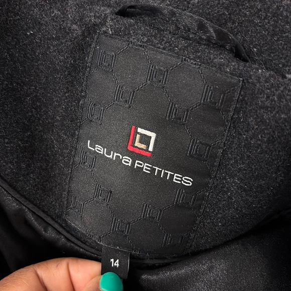 Laura Petite grey hooded Wool blend Elegant coat Sz 14 - Picture 2 of 14